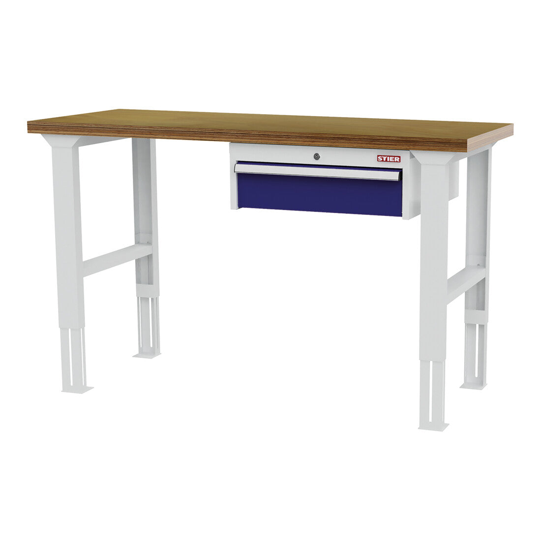 STIER height-adjustable workbench with 1x150 mm drawer WxDxH 1500x600x760-1060