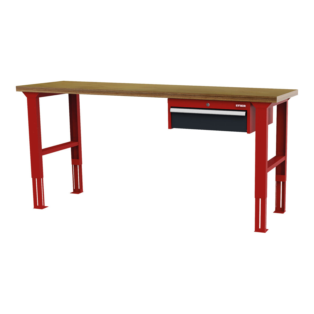 STIER Höhenverstellbare Werkbank mit 1x150 mm Schublade BxTxH 2000x600x760-1060