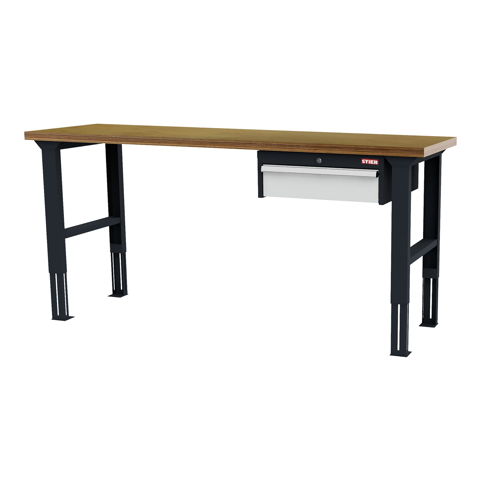 STIER Höhenverstellbare Werkbank mit 1x150 mm Schublade BxTxH 2000x600x760-1060