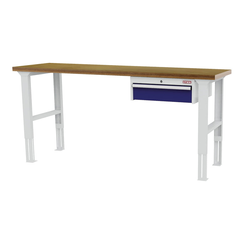 STIER Höhenverstellbare Werkbank mit 1x150 mm Schublade BxTxH 2000x600x760-1060