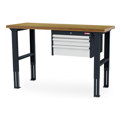STIER height-adjustable workbench with 1x50 1x100 1x150 mm drawers WxDxH