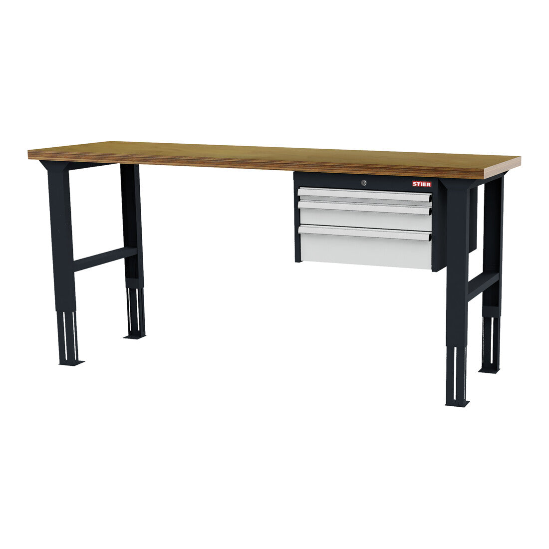 STIER Höhenverstellbare Werkbank mit 1x50 1x100 1x150 mm Schubladen BxTxH