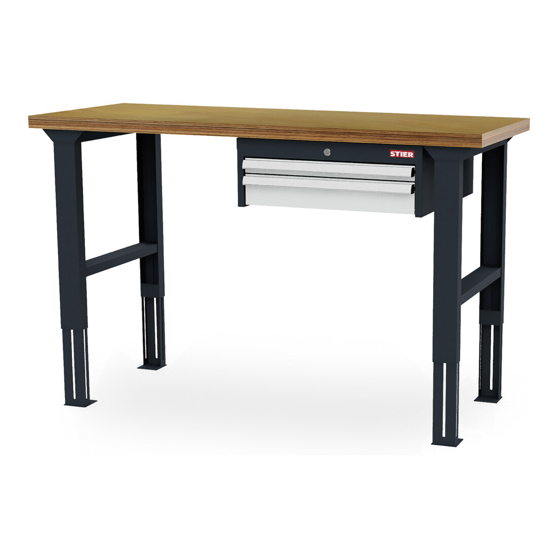 STIER Höhenverstellbare Werkbank mit 1x50 1x100 mm Schubladen BxTxH