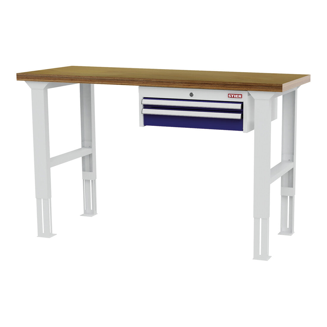 STIER Height-adjustable workbench with 1x50 1x100 mm drawers WxDxH