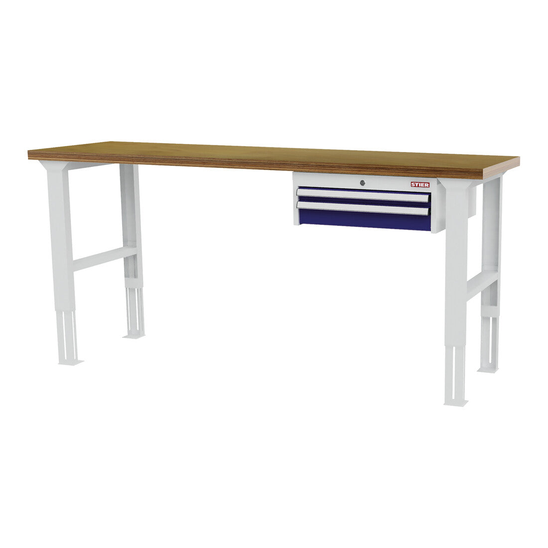 STIER Height-adjustable workbench with 1x50 1x100 mm drawers WxDxH