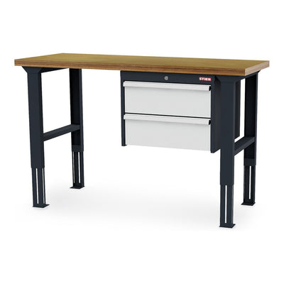 STIER height-adjustable workbench with 2x200 mm drawers WxDxH 1500x600x760-1060