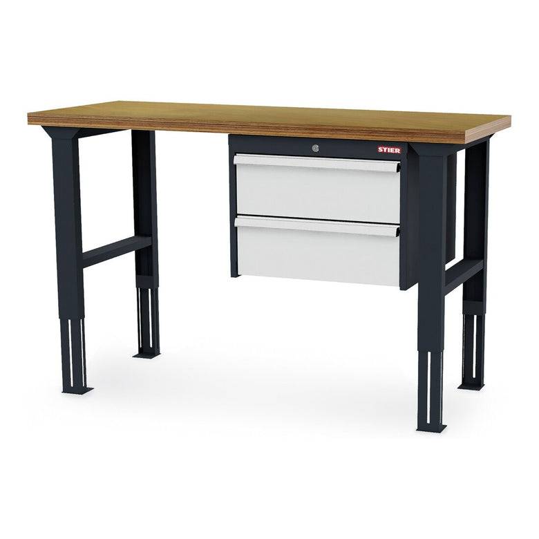 STIER height-adjustable workbench with 2x200 mm drawers WxDxH 1500x600x760-1060