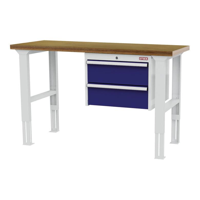 STIER height-adjustable workbench with 2x200 mm drawers WxDxH 1500x600x760-1060
