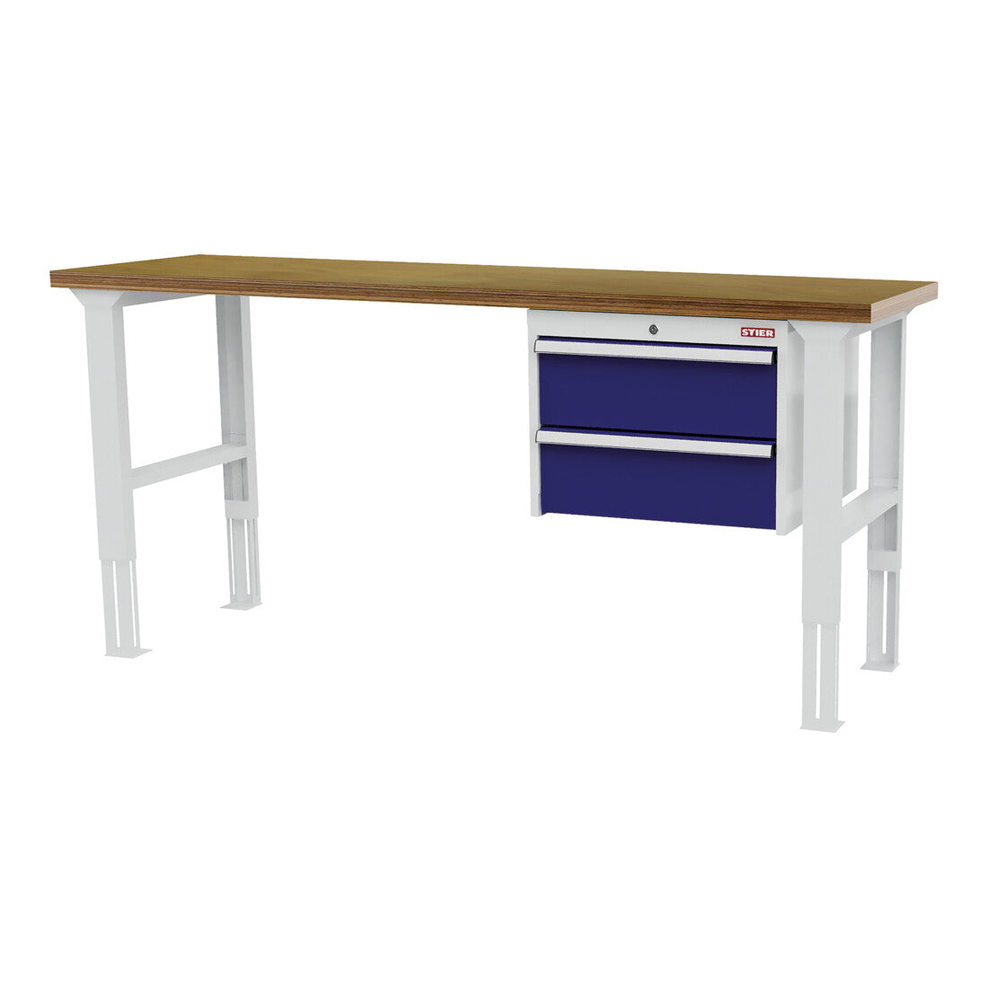 STIER height-adjustable workbench with 2x200 mm drawers WxDxH 1500x600x760-1060