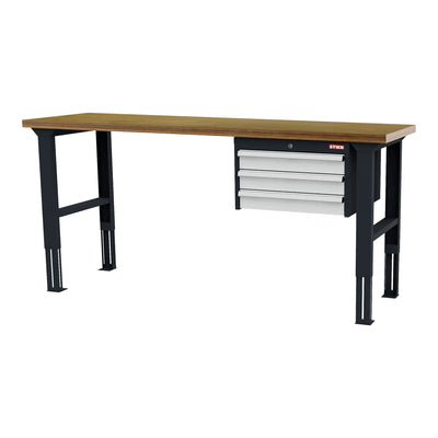 STIER Höhenverstellbare Werkbank mit 3x100 mm Schubladen BxTxH 2000x600x760-1060