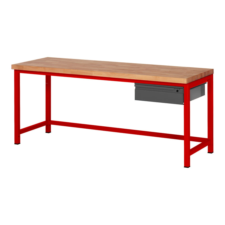 STIER Höhenverstellbare Werkbank Premium mit 1 Schublade BxTxH 1500x700x840-1040mm RAL 3000 / anthrazitmetallic
