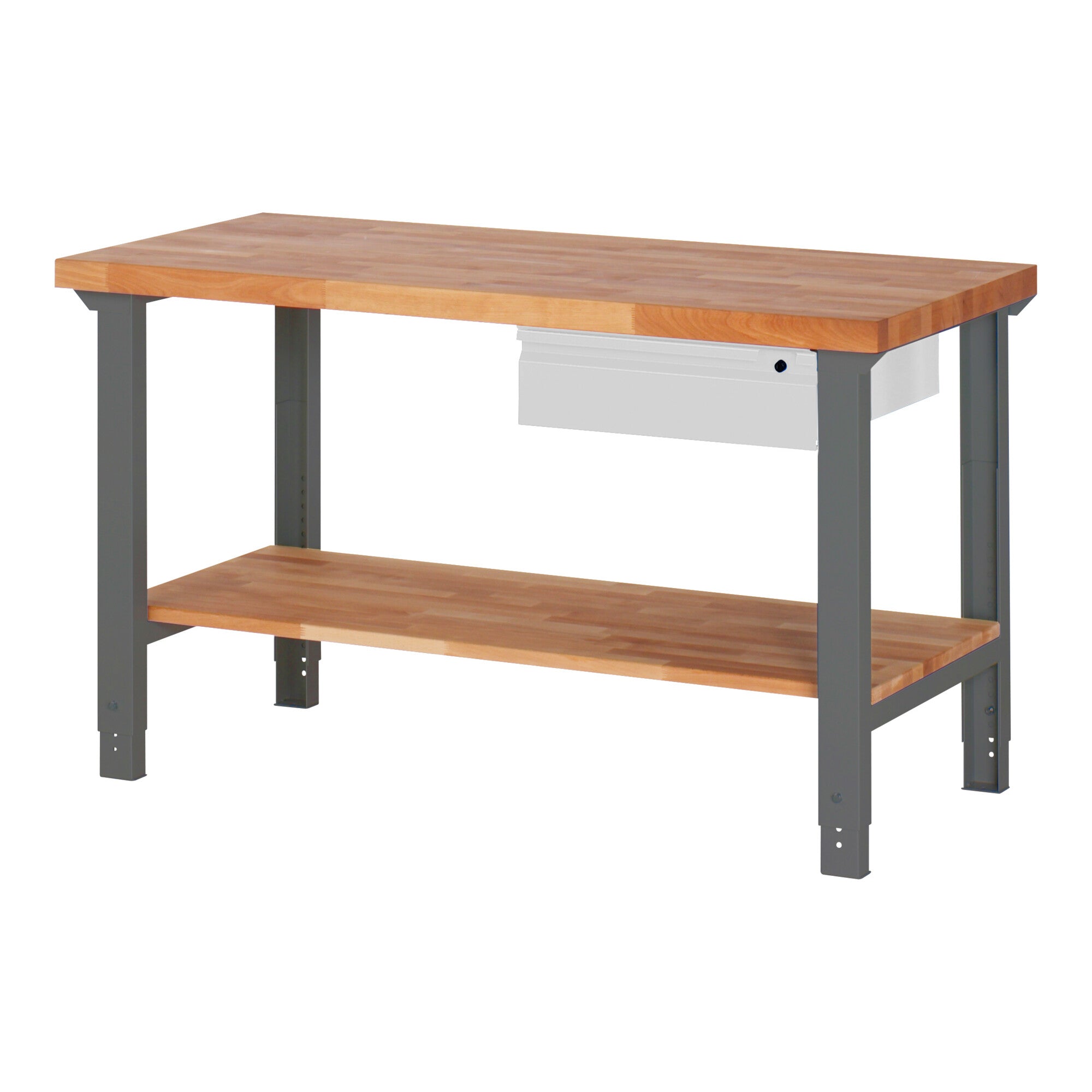 STIER Höhenverstellbare Werkbank Premium mit 1 Schublade und Ablageboden BxTxH 1500x700x790-1140mm