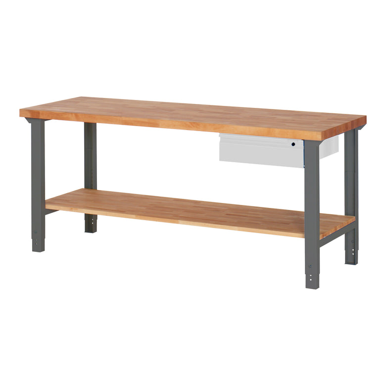 STIER Höhenverstellbare Werkbank Premium mit 1 Schublade und Ablageboden BxTxH 1500x700x790-1140mm