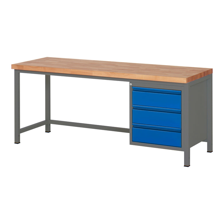 STIER Höhenverstellbare Werkbank Premium mit 1 Schublade BxTxH 1500x700x840-1040mm anthrazitmetall / RAL 5010