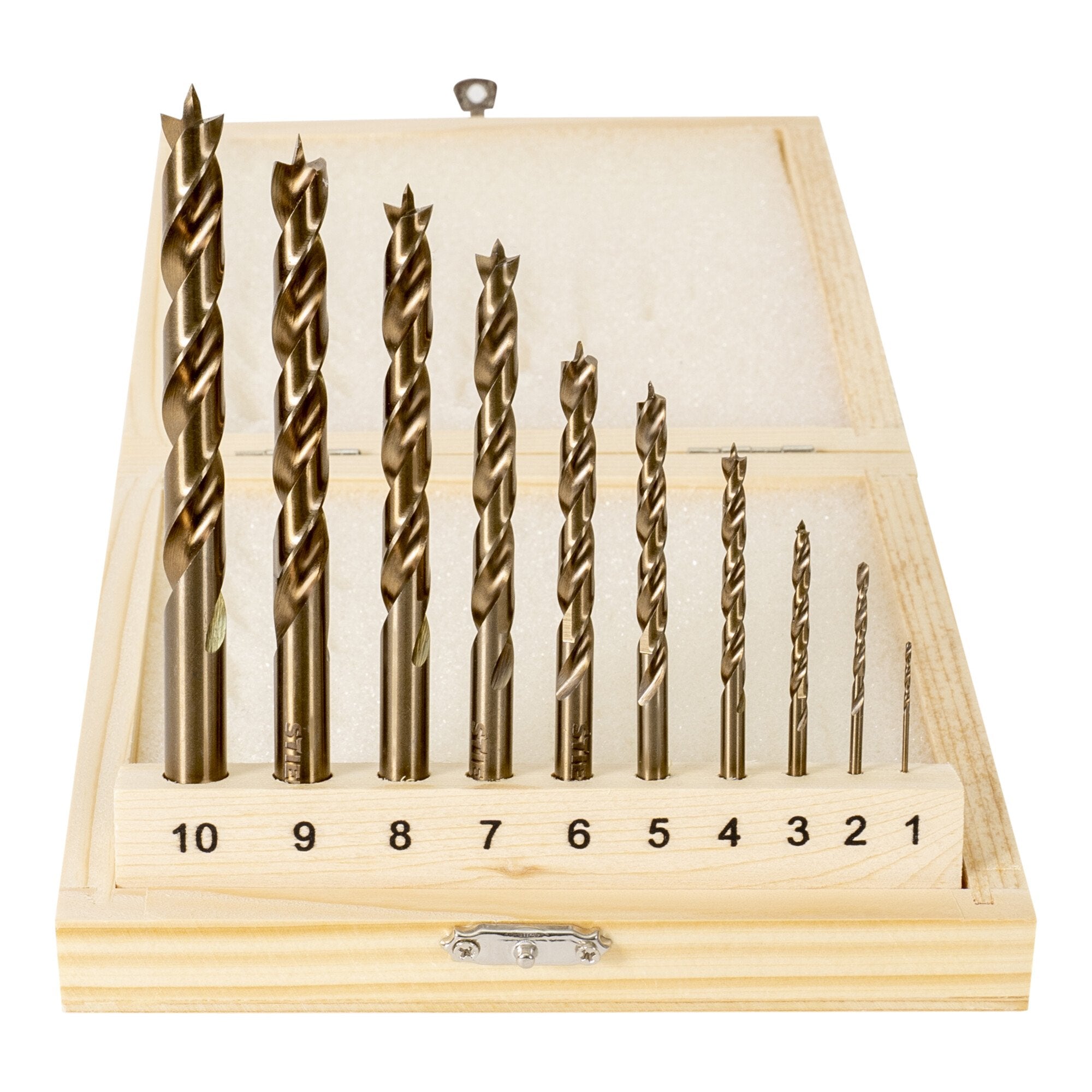 STIER Holzbohrer-Set HSS Cobalt 10-teilig Alle Größen von 1 bis 10 mm High Speed