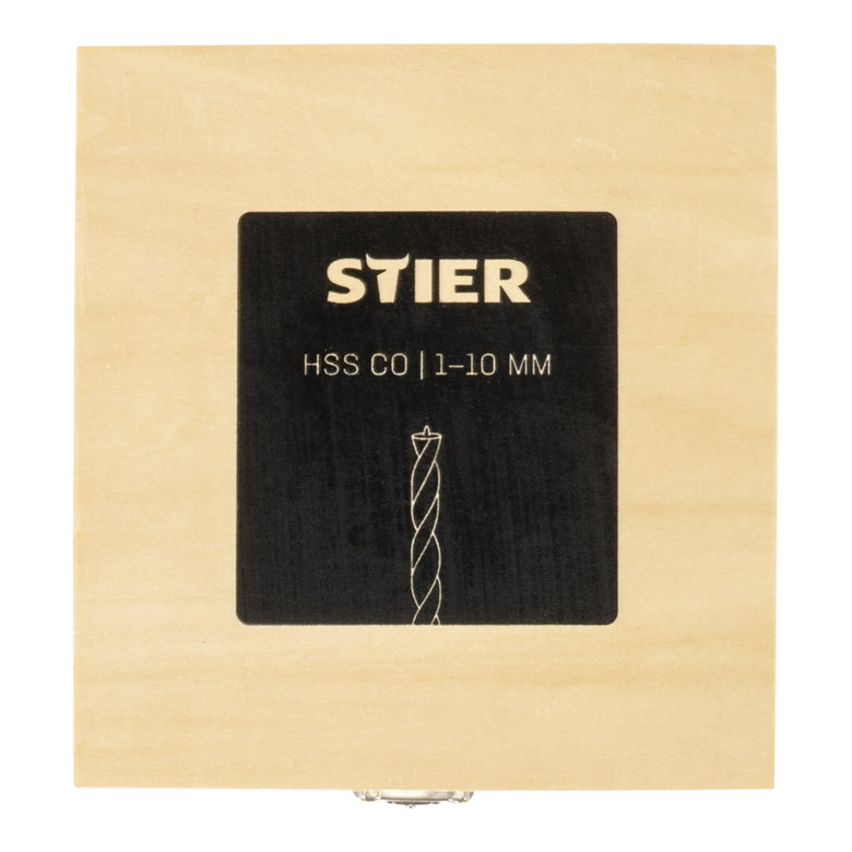 STIER wood drill set HSS Cobalt 10-piece All sizes from 1 to 10 mm High Speed