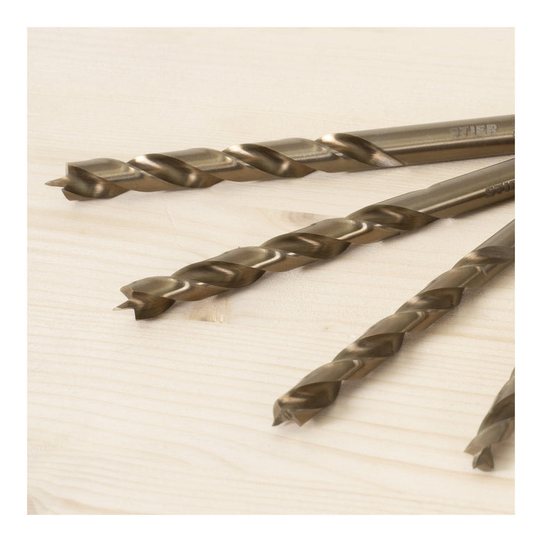 STIER Holzbohrer-Set HSS Cobalt 10-teilig Alle Größen von 1 bis 10 mm High Speed
