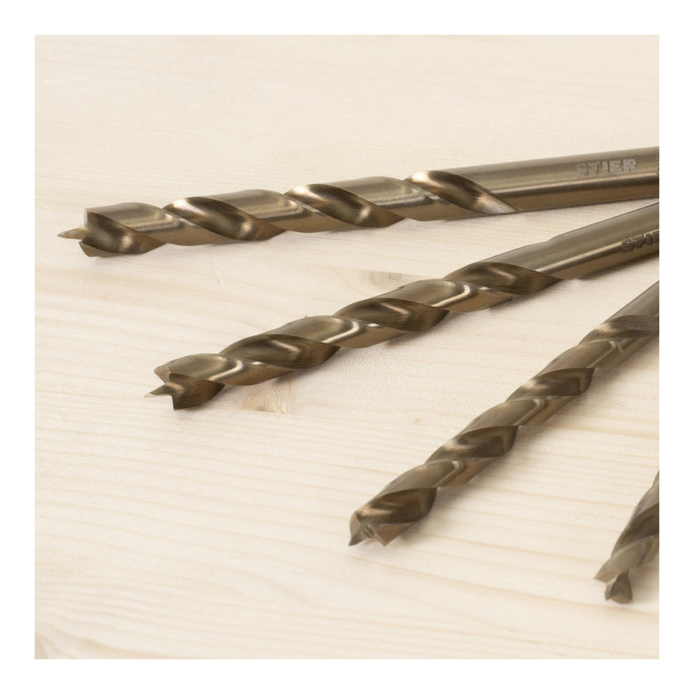 STIER Holzbohrer-Set HSS Cobalt 10-teilig Alle Größen von 1 bis 10 mm High Speed