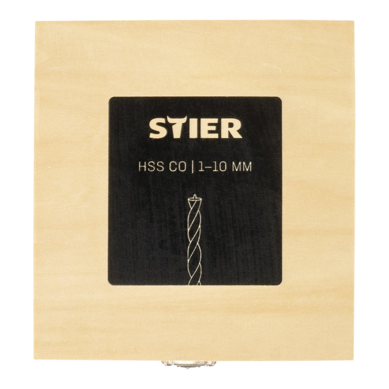 STIER Holzbohrer-Set HSS Cobalt 10-teilig Alle Größen von 1 bis 10 mm High Speed