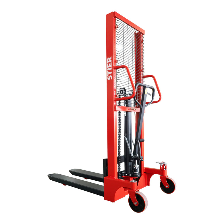 STIER Hydraulik-Stapler | Tragkraft 1000kg | Hubhöhe 2500mm | Qualitäts-Hydraulikpumpe | Profil-Stahlkonstruktion