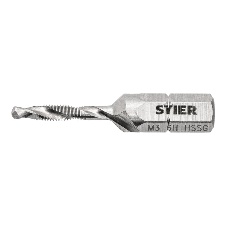 STIER Kombigewindebohrer Bit M3 bis M10 DIN 3126 HSS-G 1/4"-Sechskant