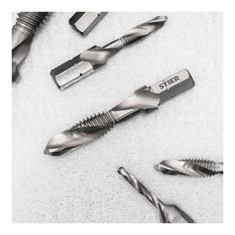 STIER Kombigewindebohrer Bit M3 bis M10 DIN 3126 HSS-G 1/4"-Sechskant