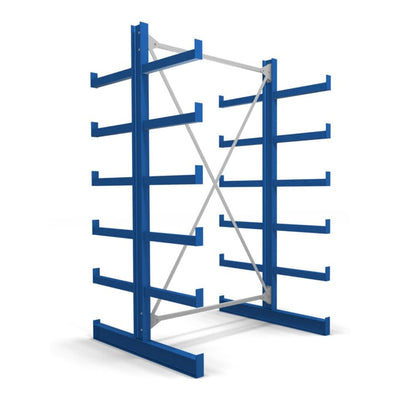 STIER cantilever rack double-sided 1 bay with 5 levels 1300x2000x500mm gentian blue