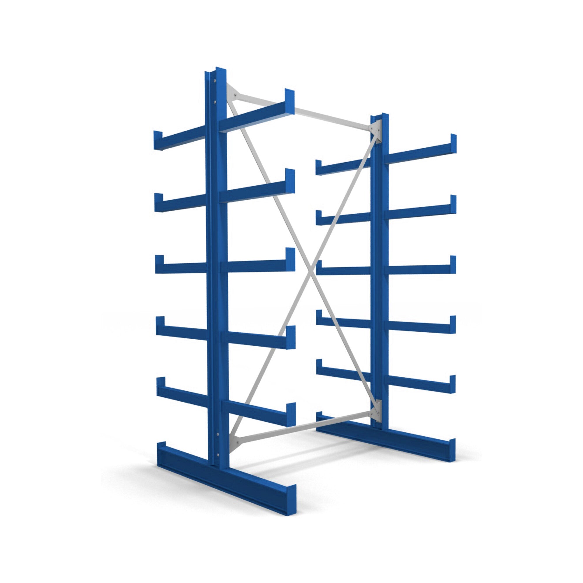 STIER cantilever rack double-sided 1 bay with 5 levels 1300x2000x500mm gentian blue