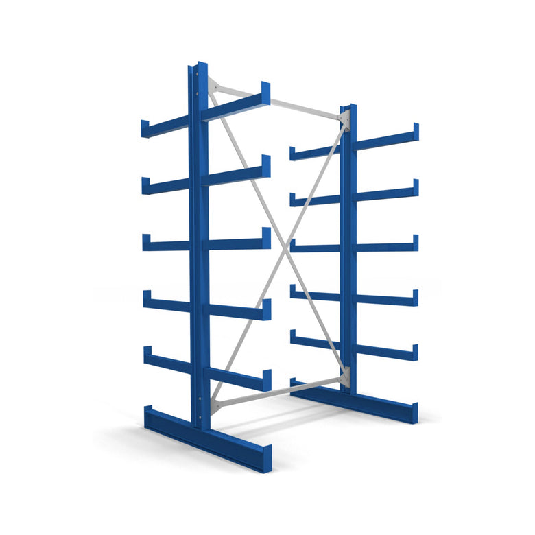 STIER cantilever rack double-sided 1 bay with 5 levels 1300x2000x500mm gentian blue