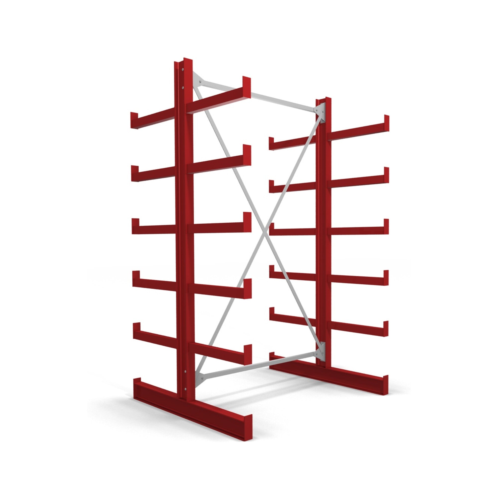 STIER cantilever rack double-sided 1 bay with 5 levels 1300x2000x500mm fire red