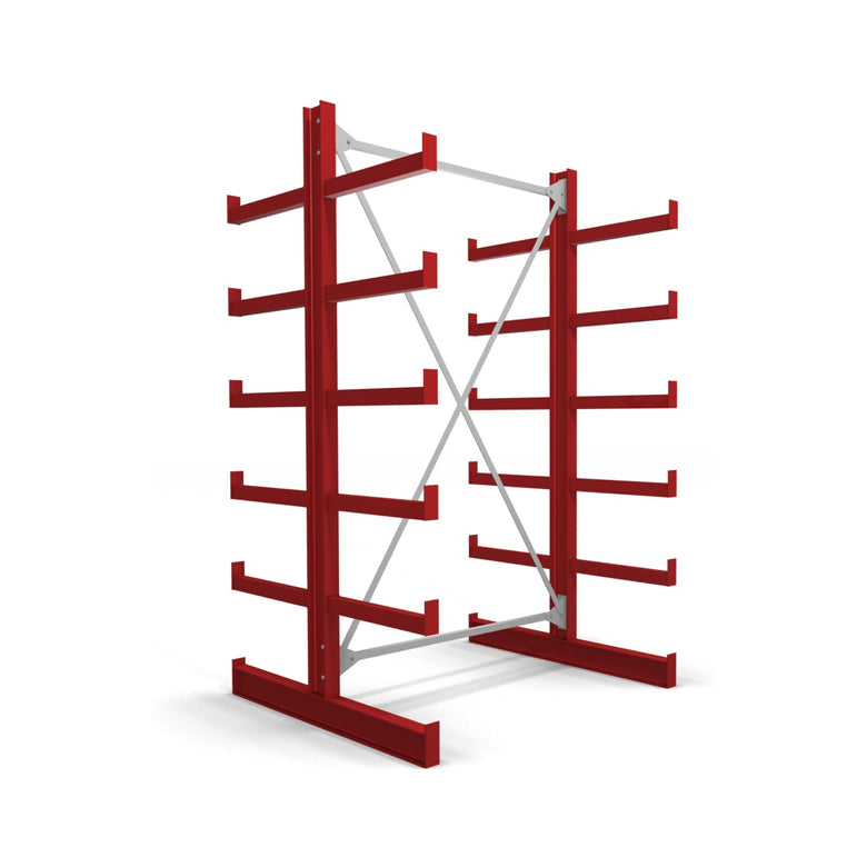STIER cantilever rack double-sided 1 bay with 5 levels 1300x2000x500mm fire red