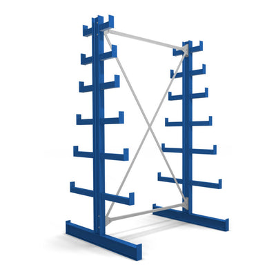 STIER cantilever rack double-sided 1 bay with 6 descending levels 1300x2000x500mm gentian blue