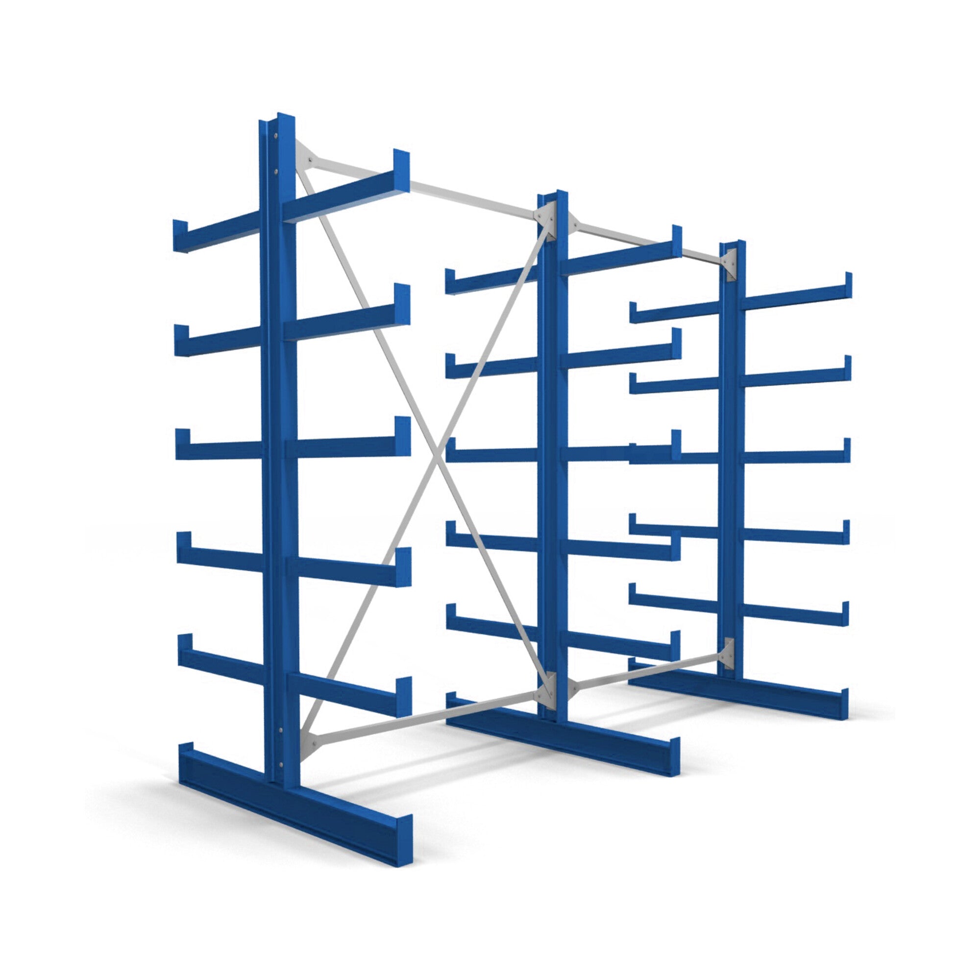 STIER cantilever rack double-sided 1 bay with 5 levels 1300x2000x500mm gentian blue