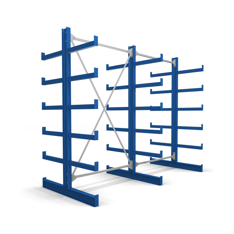 STIER cantilever rack double-sided 1 bay with 5 levels 1300x2000x500mm gentian blue
