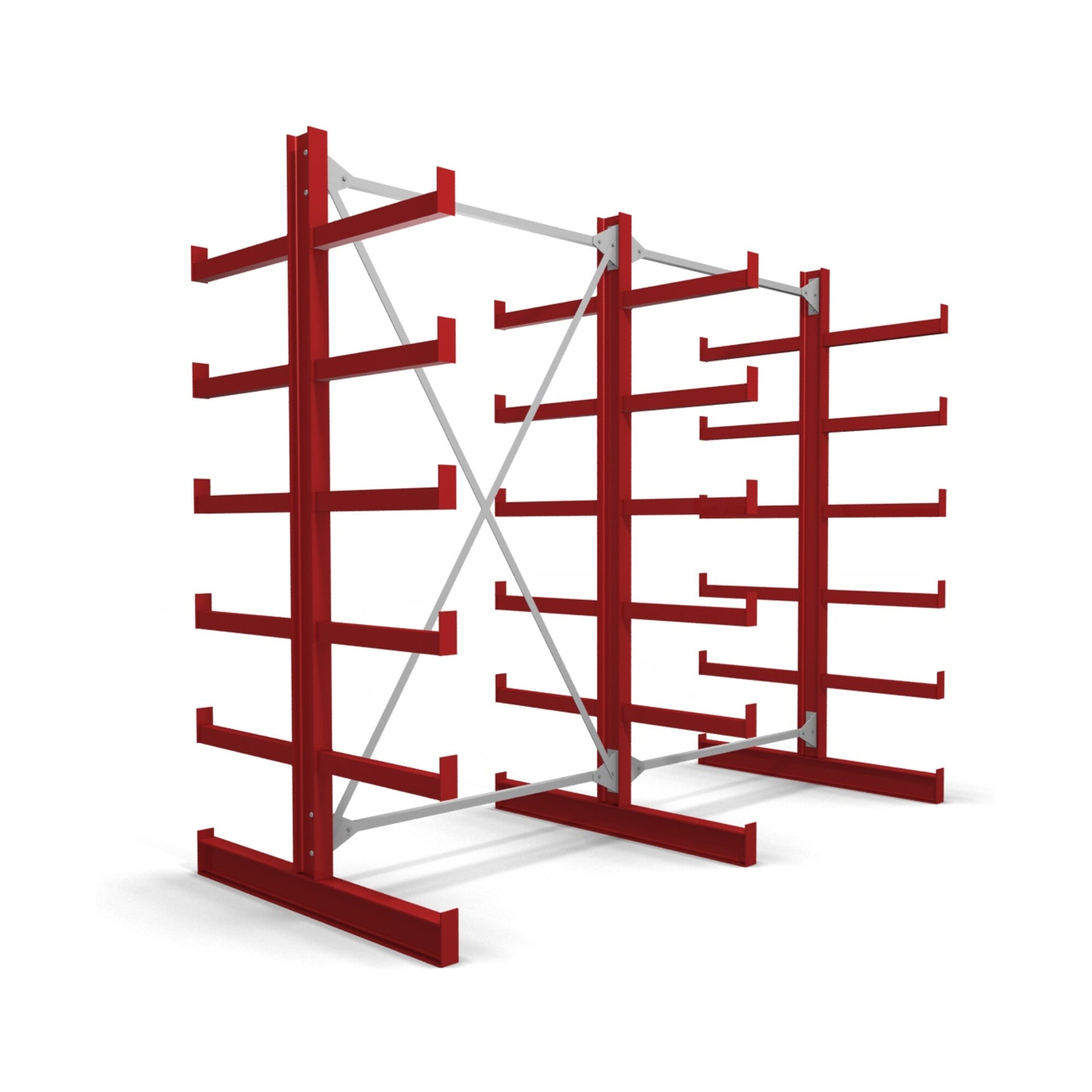 STIER cantilever rack double-sided 1 bay with 5 levels 1300x2000x500mm fire red