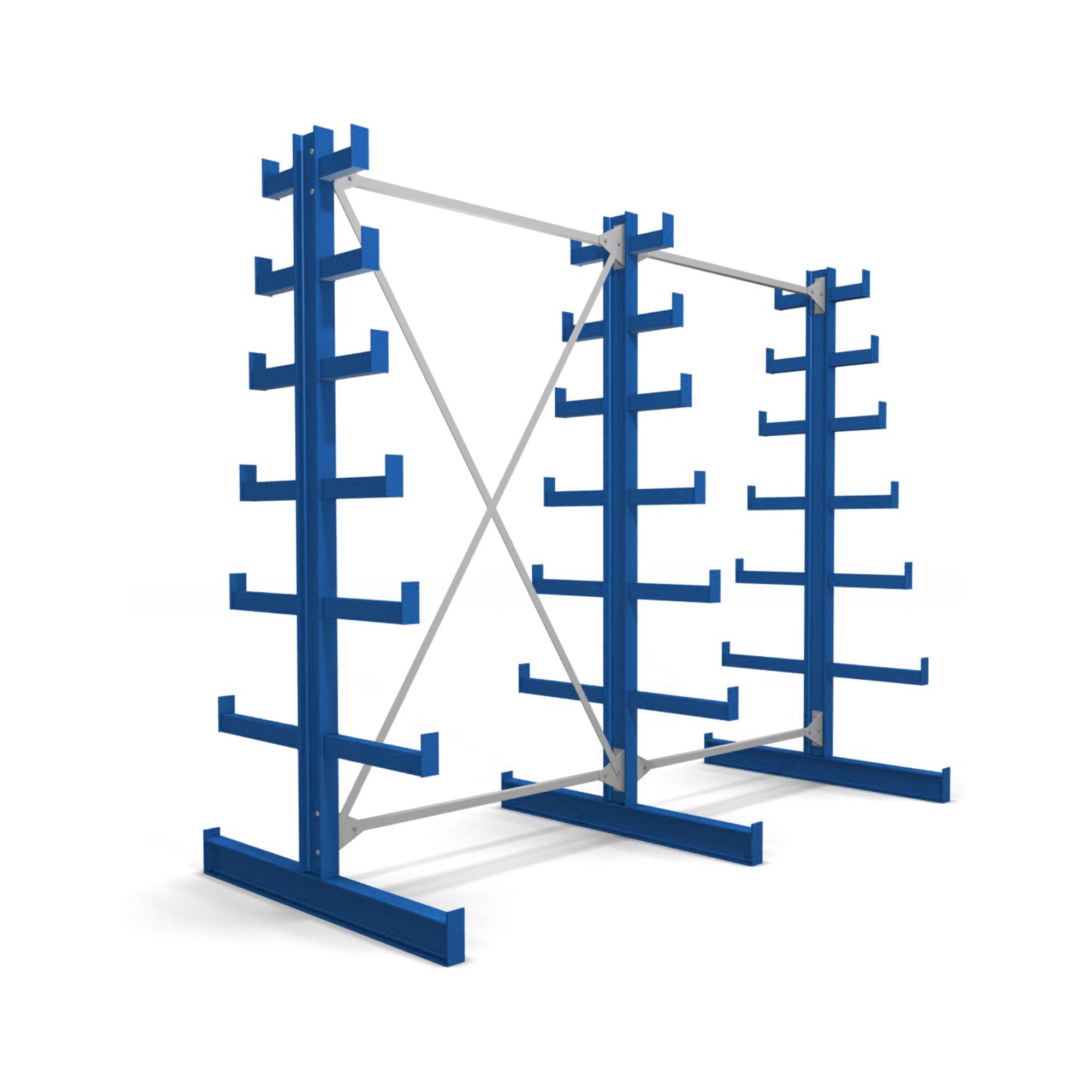 STIER cantilever rack double-sided 1 bay with 6 descending levels 1300x2000x500mm gentian blue