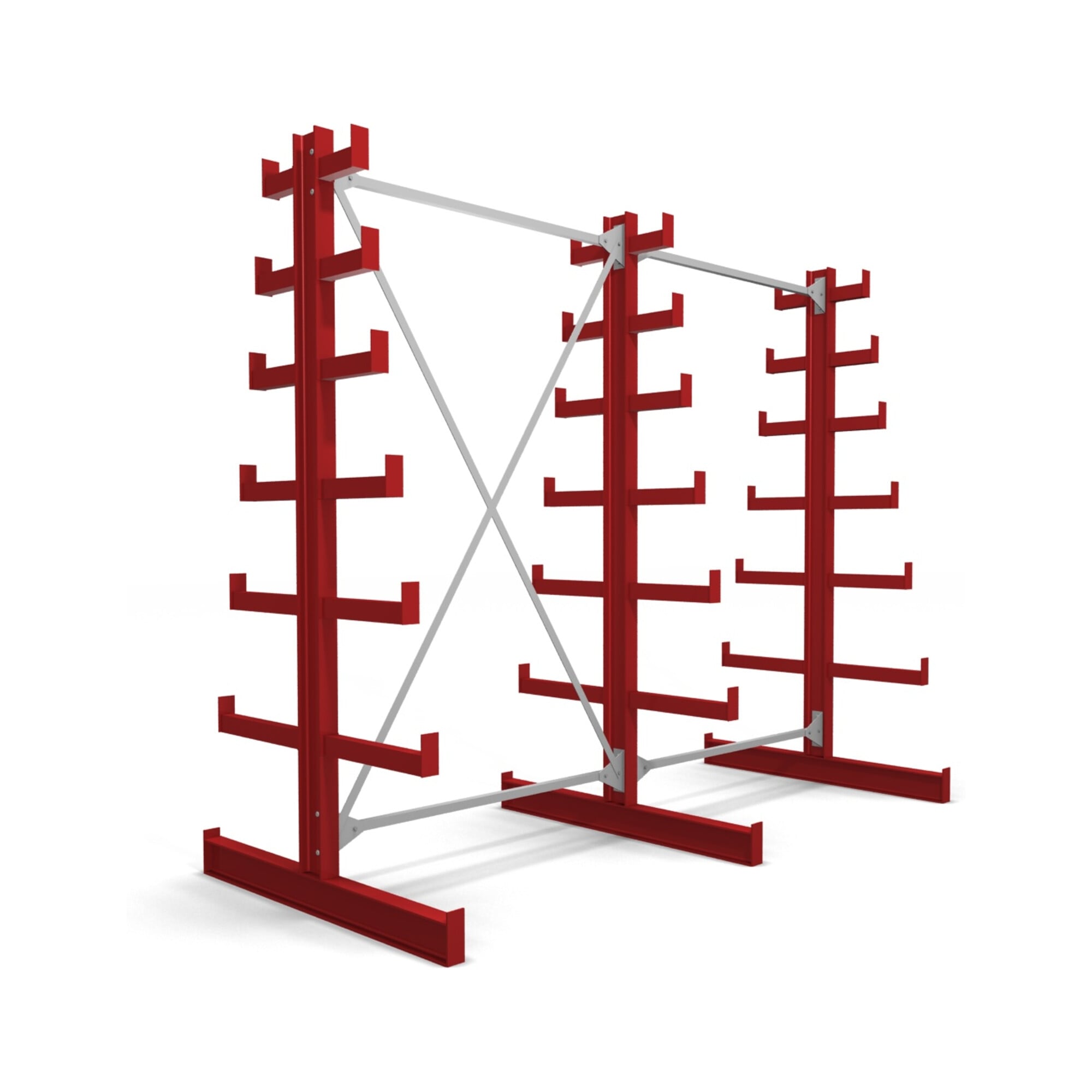 STIER cantilever rack double-sided 1 bay with 6 descending levels 1300x2000x500mm fire red