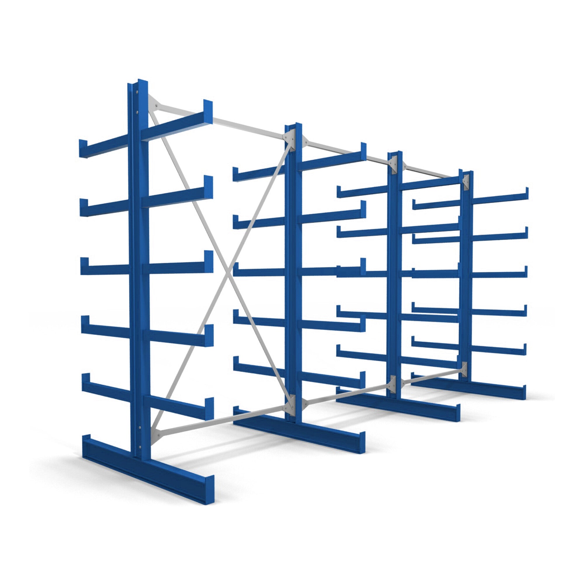 STIER cantilever rack double-sided 1 bay with 5 levels 1300x2000x500mm gentian blue