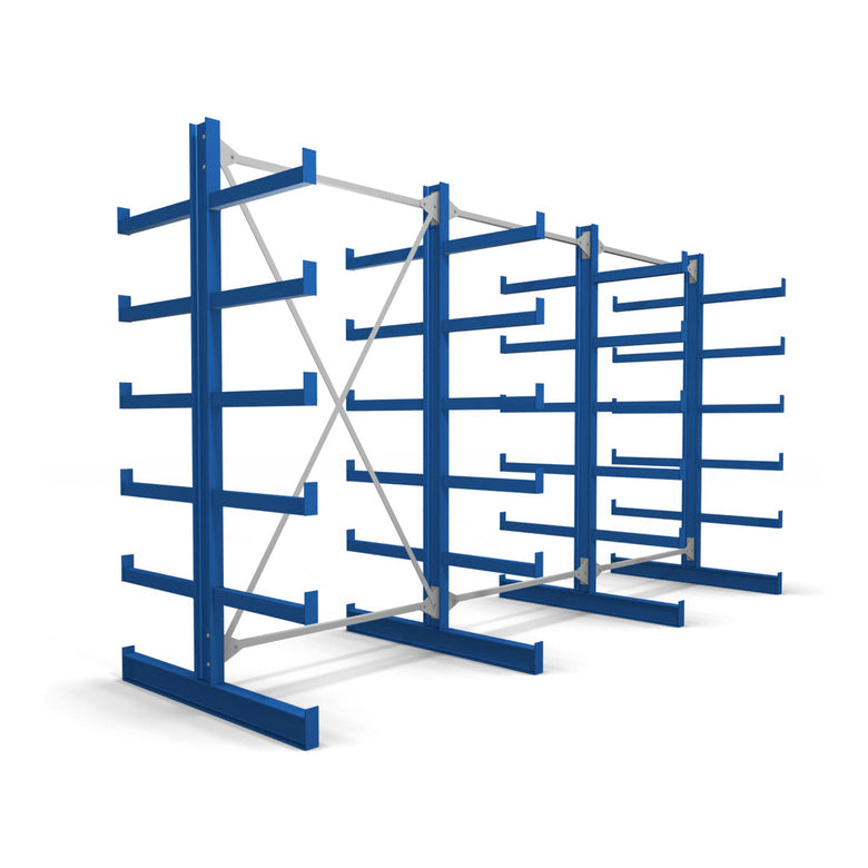 STIER cantilever rack double-sided 1 bay with 5 levels 1300x2000x500mm gentian blue