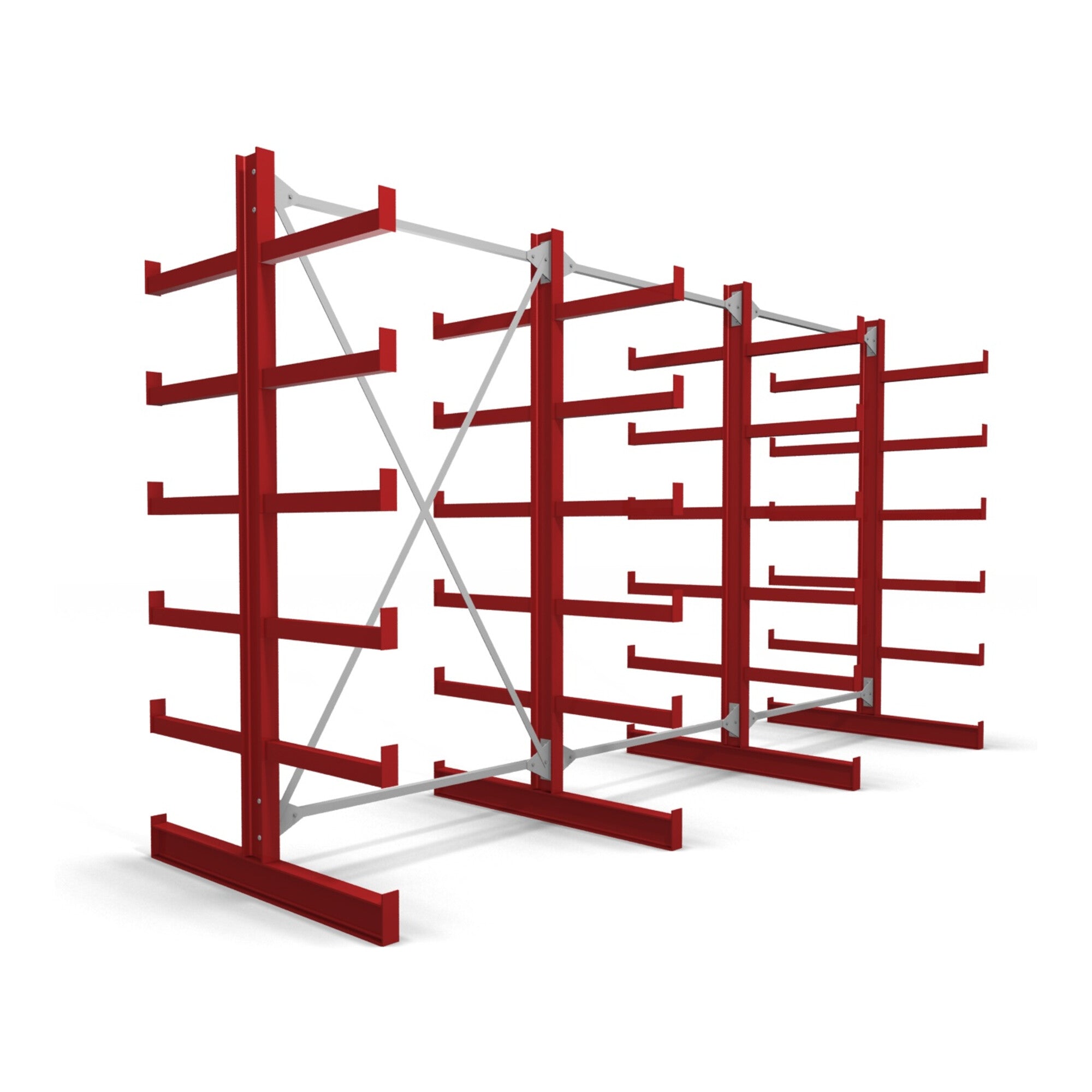STIER cantilever rack double-sided 1 bay with 5 levels 1300x2000x500mm fire red