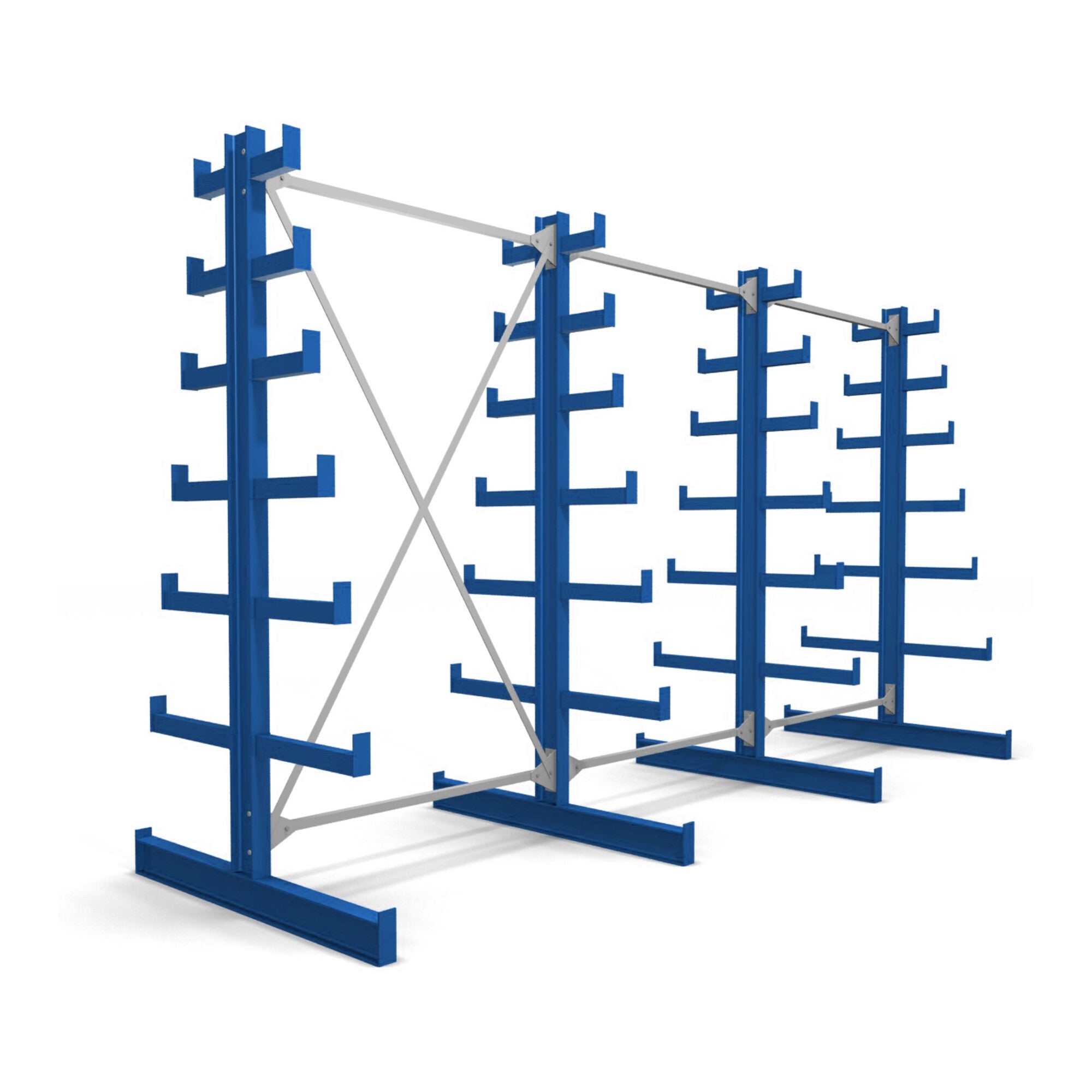 STIER cantilever rack double-sided 1 bay with 6 descending levels 1300x2000x500mm gentian blue