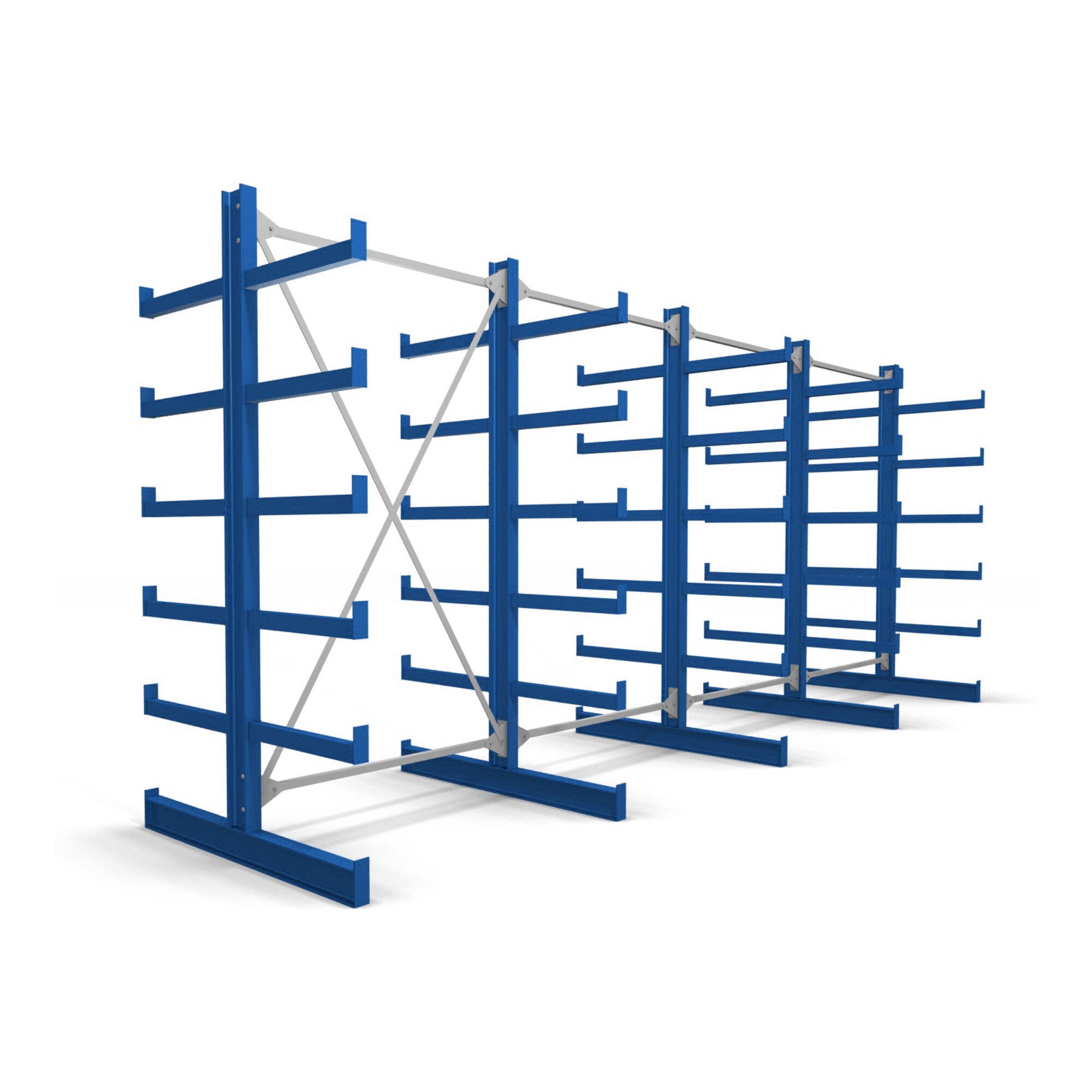 STIER cantilever rack double-sided 1 bay with 5 levels 1300x2000x500mm gentian blue