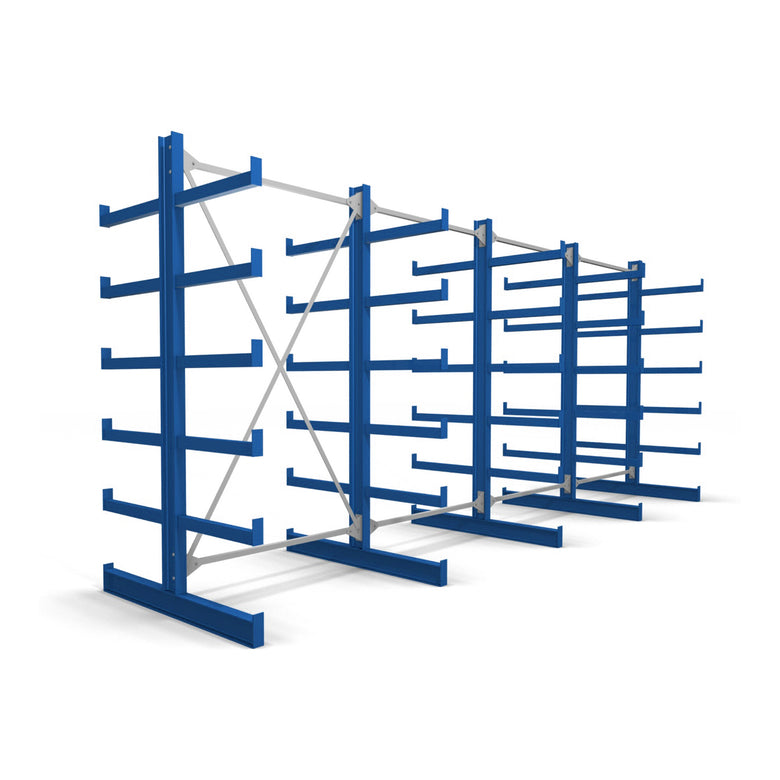 STIER cantilever rack double-sided 1 bay with 5 levels 1300x2000x500mm gentian blue