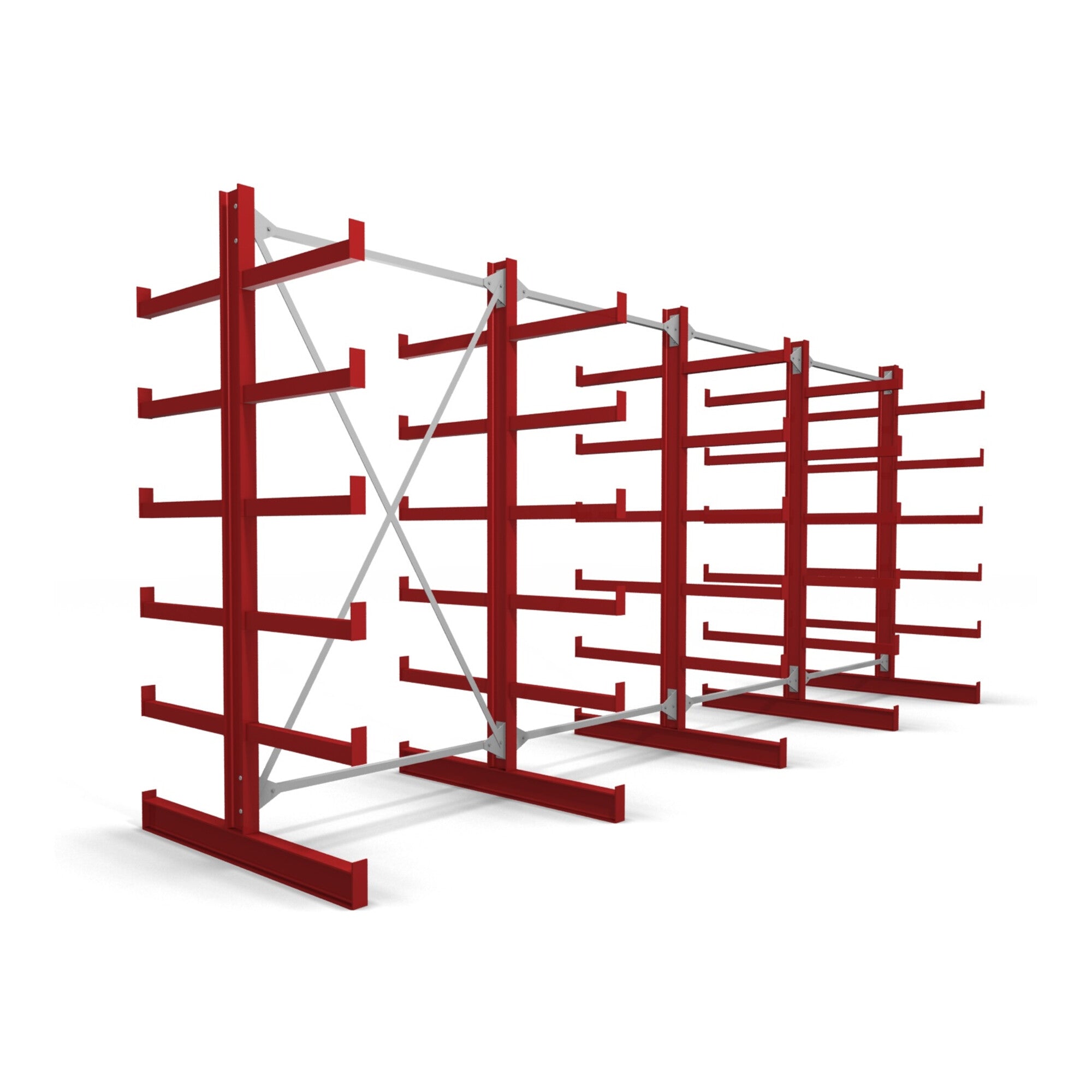 STIER cantilever rack double-sided 1 bay with 5 levels 1300x2000x500mm fire red