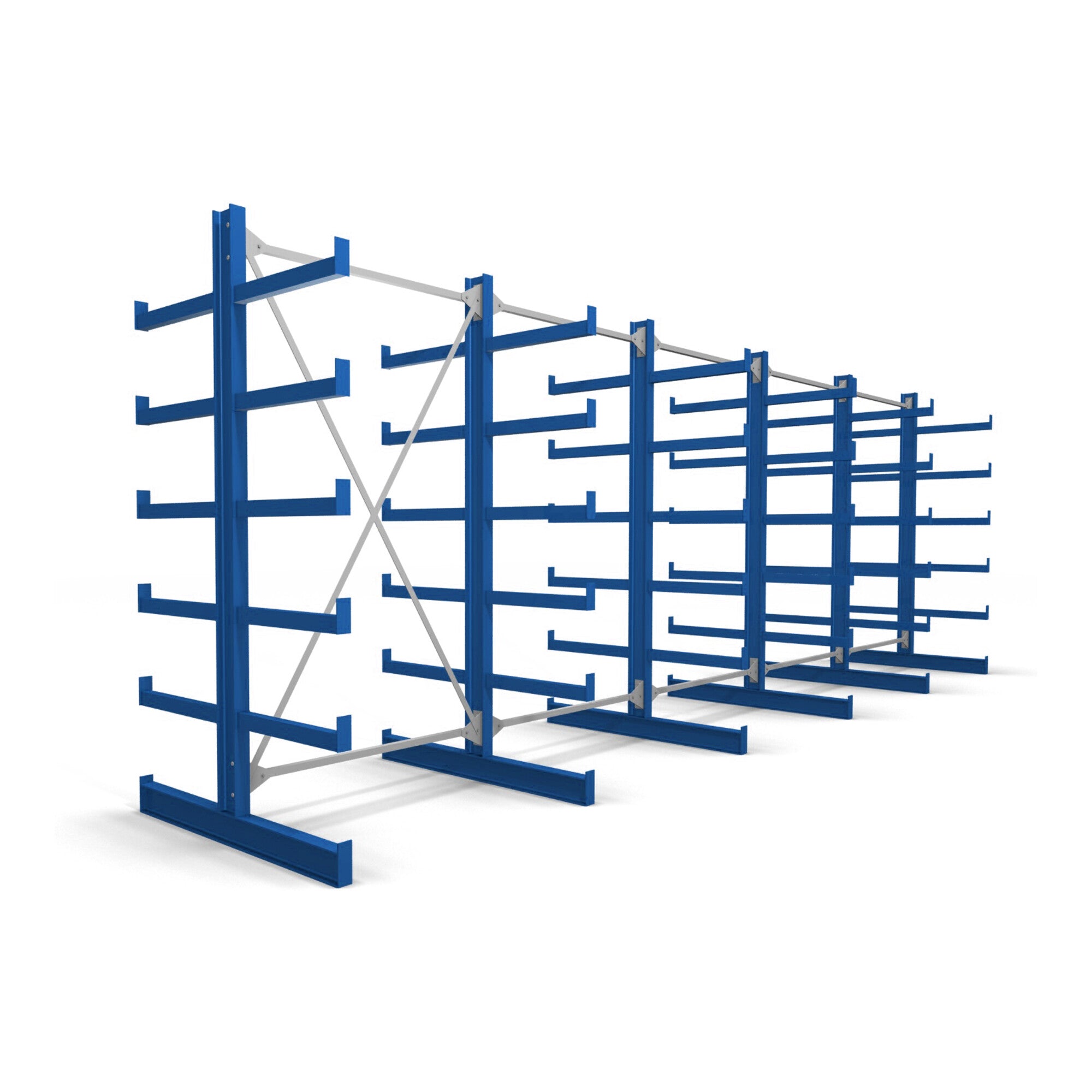 STIER cantilever rack double-sided 1 bay with 5 levels 1300x2000x500mm gentian blue