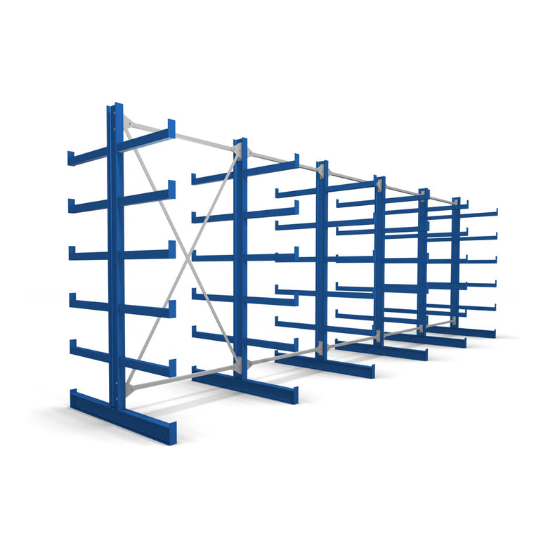 STIER cantilever rack double-sided 1 bay with 5 levels 1300x2000x500mm gentian blue