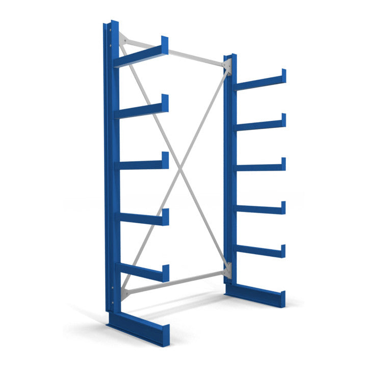 STIER cantilever racking, single-sided, 1 bay with 5 levels, 1300x2000x500mm, gentian blue