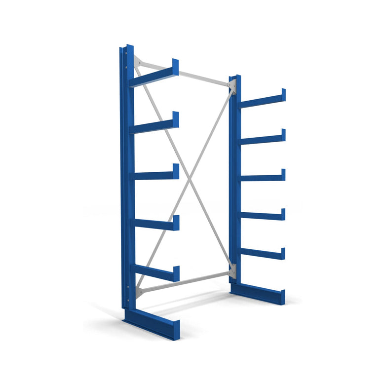 STIER cantilever racking, single-sided, 1 bay with 5 levels, 1300x2000x500mm, gentian blue