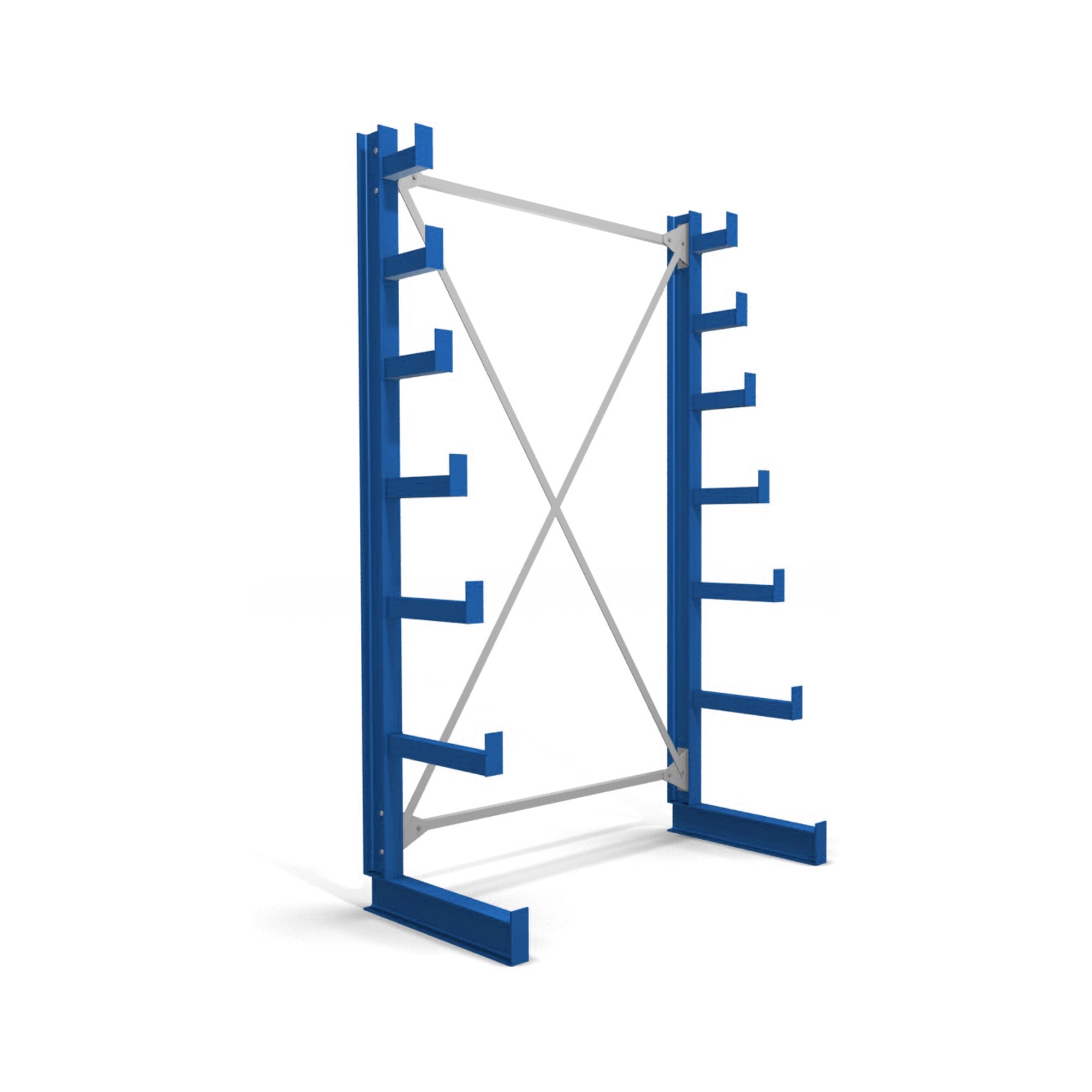 STIER cantilever racking, single-sided, 1 bay with 6 descending levels, 1300x2000x500mm, gentian blue
