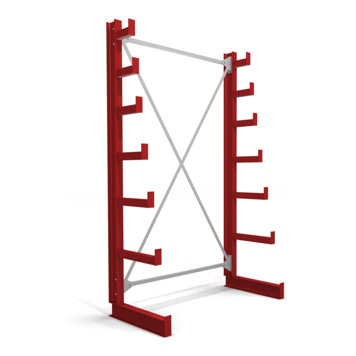 STIER cantilever racking one-sided 1 bay with 6 descending levels 1300x2000x500mm fire red